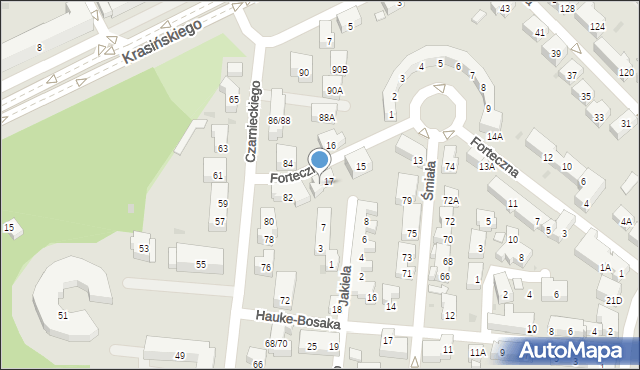 Warszawa, Forteczna, 17A, mapa Warszawy