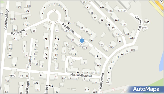 Warszawa, Forteczna, 5, mapa Warszawy