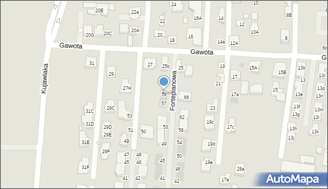 Warszawa, Fortepianowa, 59, mapa Warszawy