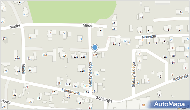 Zabrze, Fontanusa Walerego, prof., 12c, mapa Zabrza