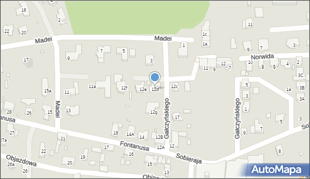 Zabrze, Fontanusa Walerego, prof., 12d, mapa Zabrza