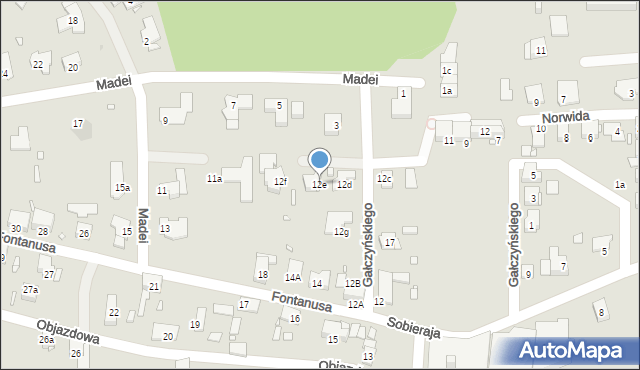 Zabrze, Fontanusa Walerego, prof., 12e, mapa Zabrza