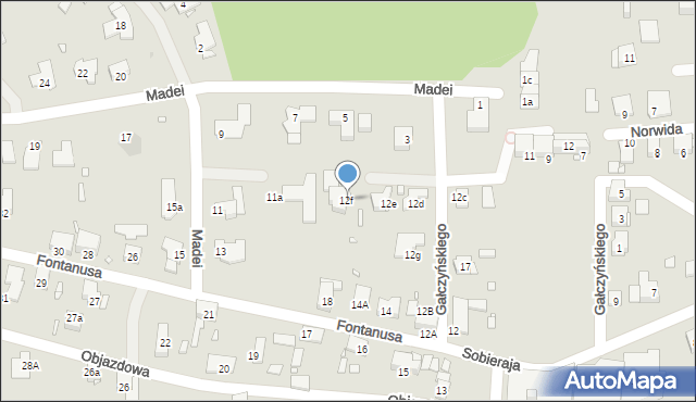 Zabrze, Fontanusa Walerego, prof., 12f, mapa Zabrza