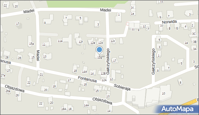 Zabrze, Fontanusa Walerego, prof., 12g, mapa Zabrza