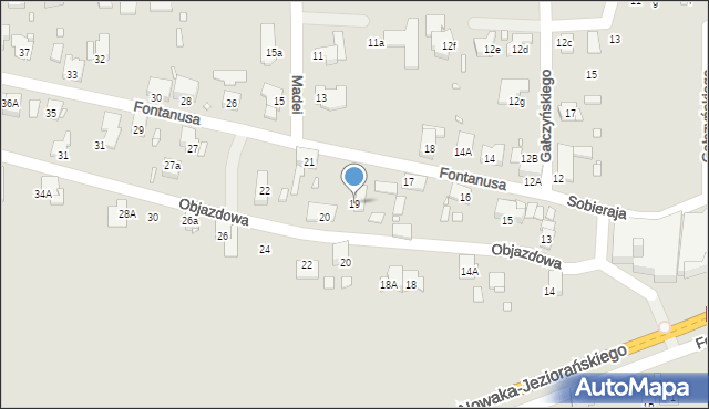 Zabrze, Fontanusa Walerego, prof., 19, mapa Zabrza