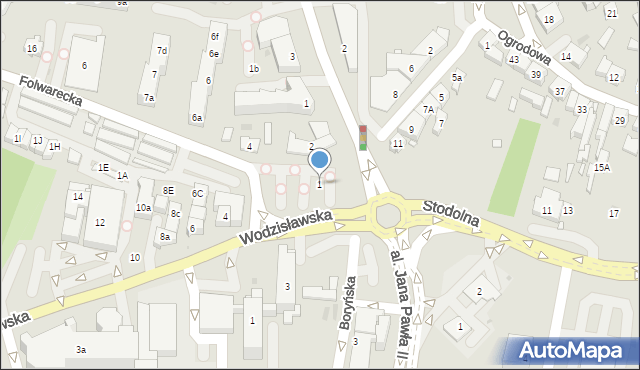 Żory, Folwarecka, 1, mapa Żor