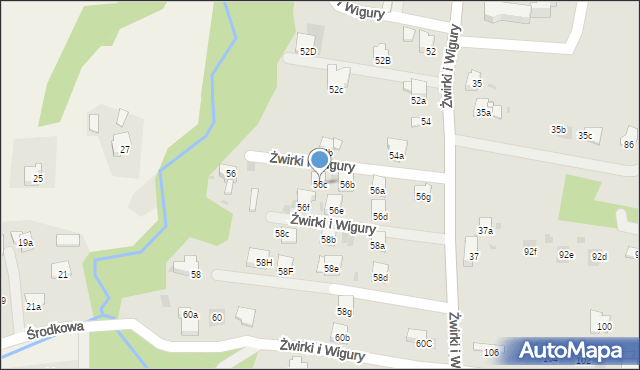 Andrychów, Franciszka Żwirki i Stanisława Wigury, 56c, mapa Andrychów
