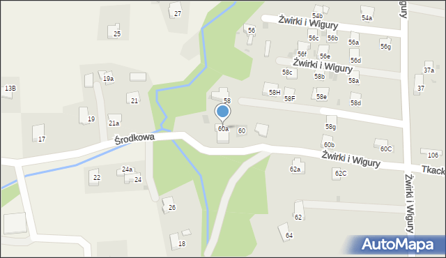 Andrychów, Franciszka Żwirki i Stanisława Wigury, 60a, mapa Andrychów