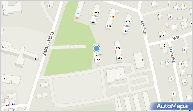 Babimost, Franciszka Żwirki i Stanisława Wigury, 16B, mapa Babimost