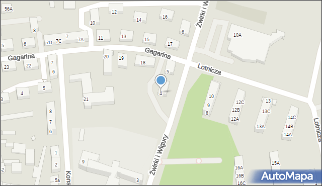 Babimost, Franciszka Żwirki i Stanisława Wigury, 4, mapa Babimost