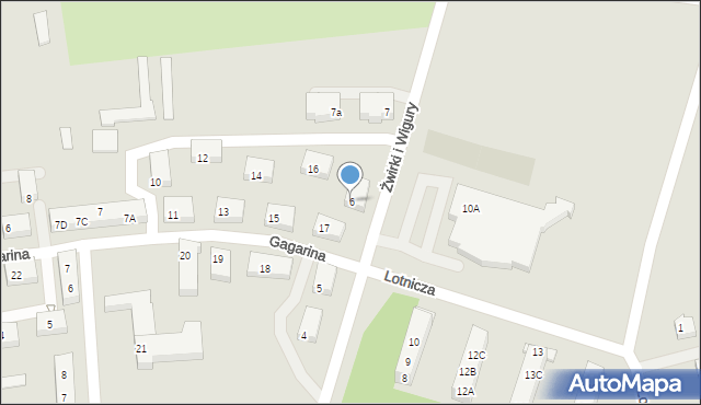 Babimost, Franciszka Żwirki i Stanisława Wigury, 6, mapa Babimost