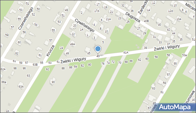 Biała Podlaska, Franciszka Żwirki i Stanisława Wigury, 43, mapa Białej Podlaskiej