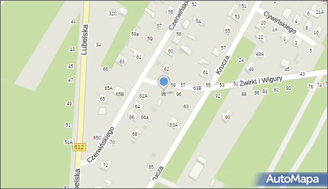 Biała Podlaska, Franciszka Żwirki i Stanisława Wigury, 98, mapa Białej Podlaskiej