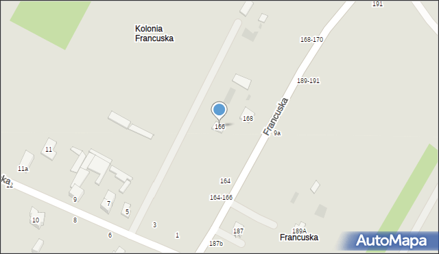 Biała Podlaska, Francuska, 166, mapa Białej Podlaskiej