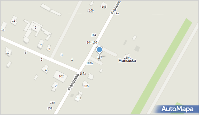 Biała Podlaska, Francuska, 187, mapa Białej Podlaskiej