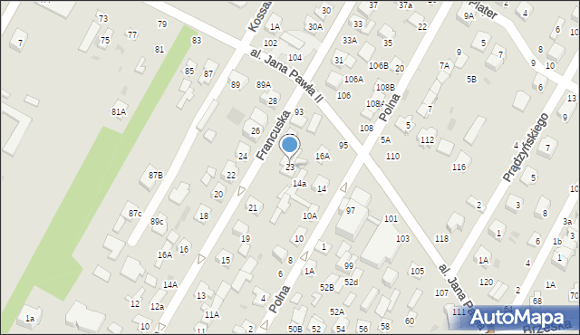 Biała Podlaska, Francuska, 23, mapa Białej Podlaskiej