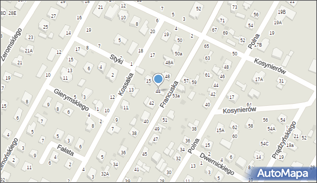 Biała Podlaska, Francuska, 44, mapa Białej Podlaskiej