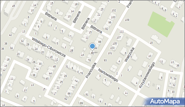 Biała Podlaska, Francuska, 82, mapa Białej Podlaskiej