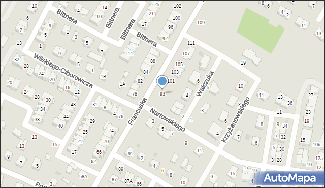 Biała Podlaska, Francuska, 93, mapa Białej Podlaskiej