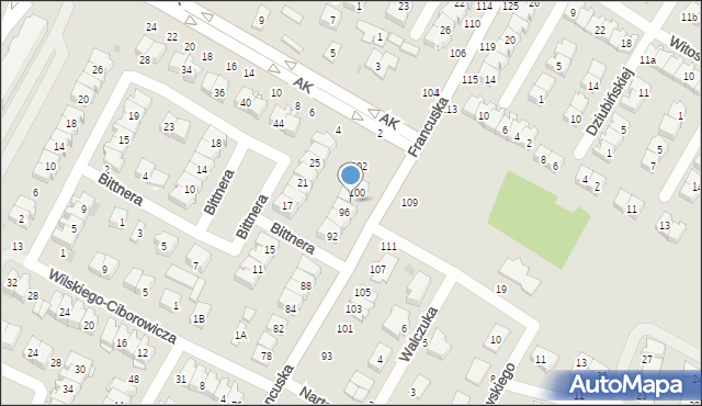 Biała Podlaska, Francuska, 98, mapa Białej Podlaskiej