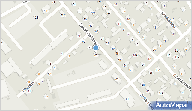 Bielsk Podlaski, Franciszka Żwirki i Stanisława Wigury, 65, mapa Bielsk Podlaski