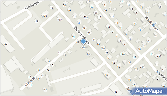 Bielsk Podlaski, Franciszka Żwirki i Stanisława Wigury, 67, mapa Bielsk Podlaski