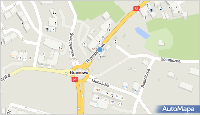 Braniewo, Fromborska, 3, mapa Braniewo