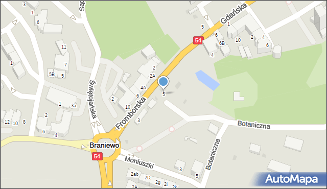 Braniewo, Fromborska, 5, mapa Braniewo