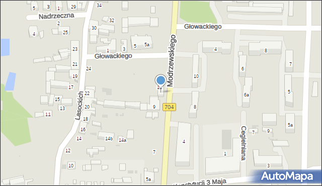 Brzeziny, Frycza-Modrzewskiego Andrzeja, 11a, mapa Brzeziny