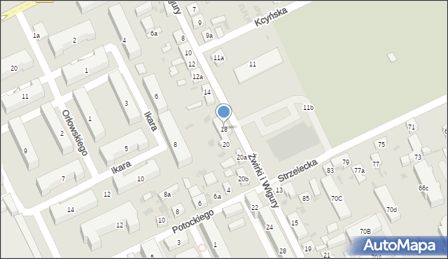 Bydgoszcz, Franciszka Żwirki i Stanisława Wigury, 18, mapa Bydgoszczy