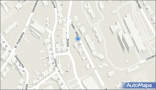 Cieszyn, Franciszka Żwirki i Stanisława Wigury, 2, mapa Cieszyna