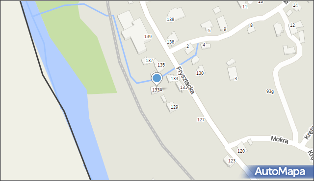 Cieszyn, Frysztacka, 133A, mapa Cieszyna