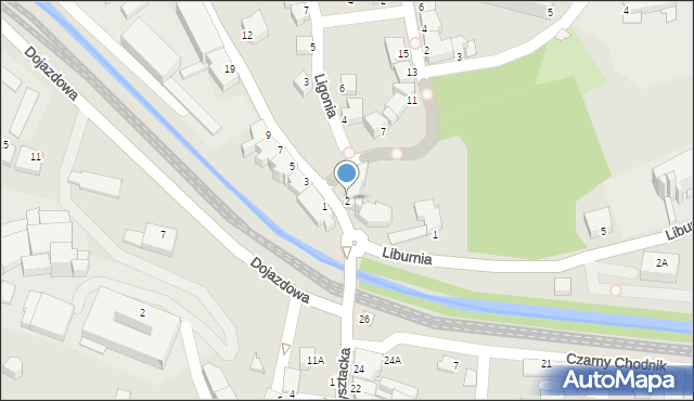 Cieszyn, Frysztacka, 2, mapa Cieszyna