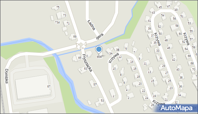 Cieszyn, Frysztacka, 60A, mapa Cieszyna