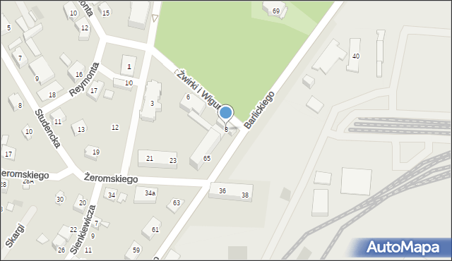 Czechowice-Dziedzice, Franciszka Żwirki i Stanisława Wigury, 8, mapa Czechowic-Dziedzic