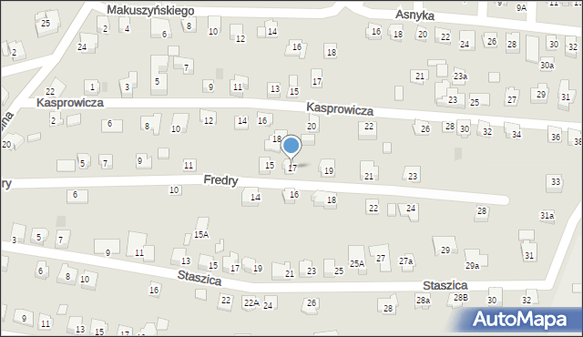 Czechowice-Dziedzice, Fredry Aleksandra, 17, mapa Czechowic-Dziedzic