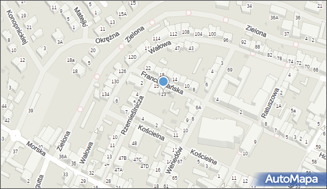 Darłowo, Franciszkańska, 13, mapa Darłowo