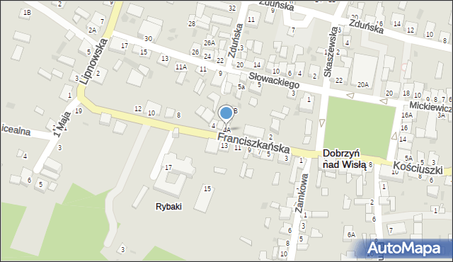 Dobrzyń nad Wisłą, Franciszkańska, 4A, mapa Dobrzyń nad Wisłą