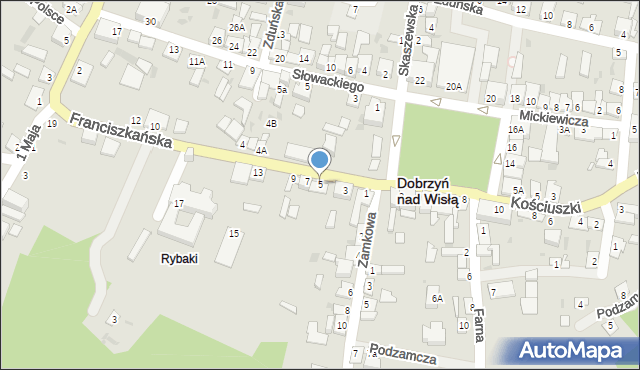 Dobrzyń nad Wisłą, Franciszkańska, 5, mapa Dobrzyń nad Wisłą