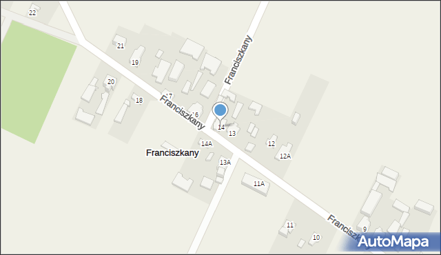 Franciszkany, Franciszkany, 14, mapa Franciszkany