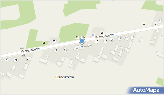Franciszków, Franciszków, 20, mapa Franciszków