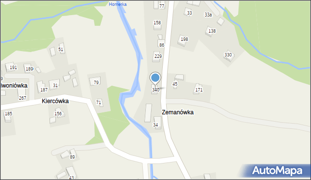 Frycowa, Frycowa, 340, mapa Frycowa