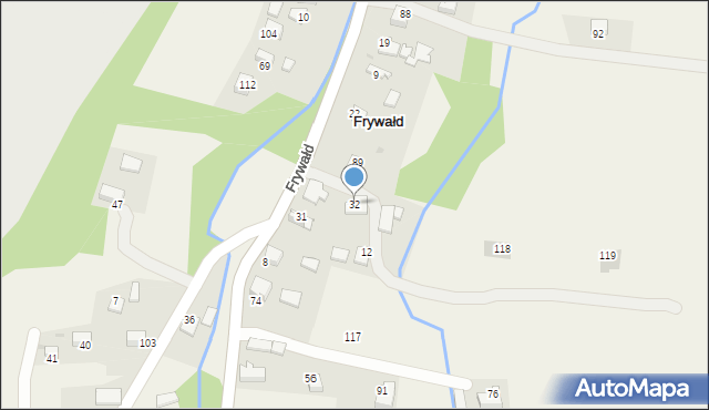 Frywałd, Frywałd, 32, mapa Frywałd