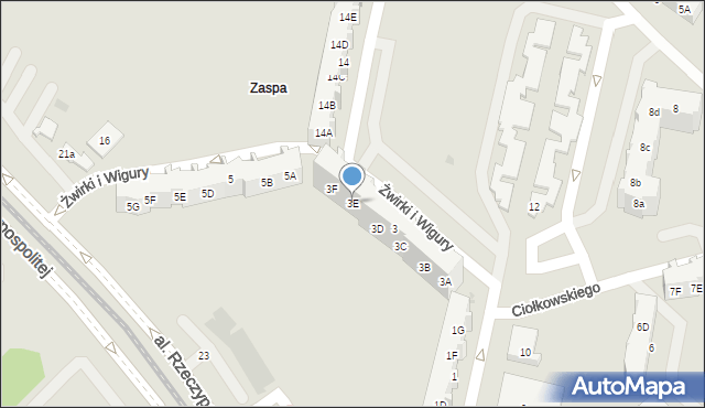 Gdańsk, Franciszka Żwirki i Stanisława Wigury, 3E, mapa Gdańska