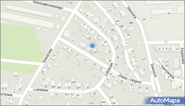 Głogów, Franciszka Żwirki i Stanisława Wigury, 15, mapa Głogów