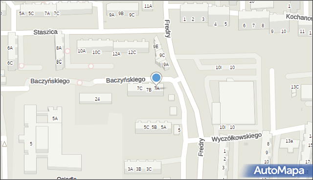 Gorzów Wielkopolski, Fredry Aleksandra, 7A, mapa Gorzów Wielkopolski