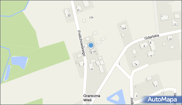 Graniczna Wieś, Frelichowskiego Stefana, ks., 4, mapa Graniczna Wieś