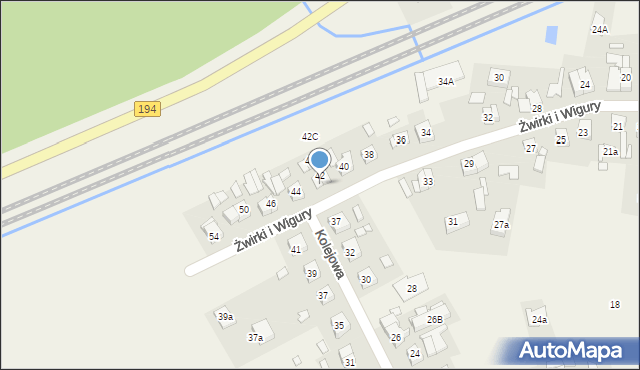 Gruszczyn, Franciszka Żwirki i Stanisława Wigury, 42A, mapa Gruszczyn