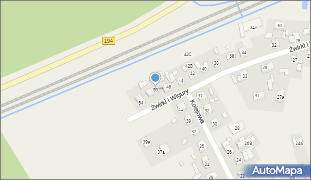 Gruszczyn, Franciszka Żwirki i Stanisława Wigury, 50, mapa Gruszczyn