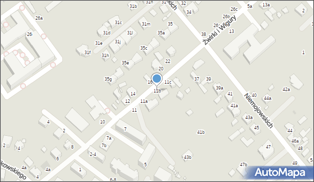 Kalisz, Franciszka Żwirki i Stanisława Wigury, 11b, mapa Kalisza